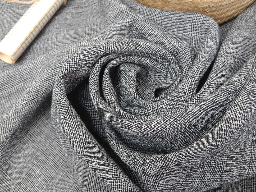 Sophisticated Threads: Linen Polyester Glen Plaid with Twisted Yarn 7121 7122 7611 - The Linen Lab - Beige