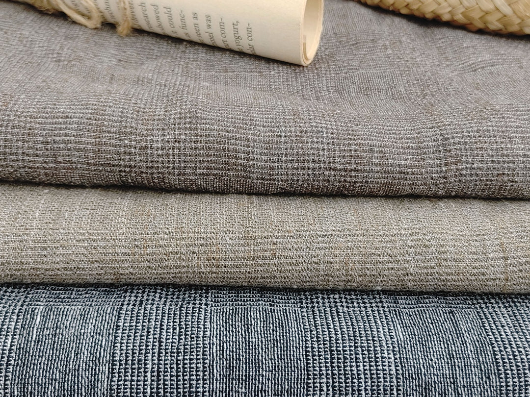 Sophisticated Threads: Linen Polyester Glen Plaid with Twisted Yarn 7121 7122 7611 - The Linen Lab - Beige