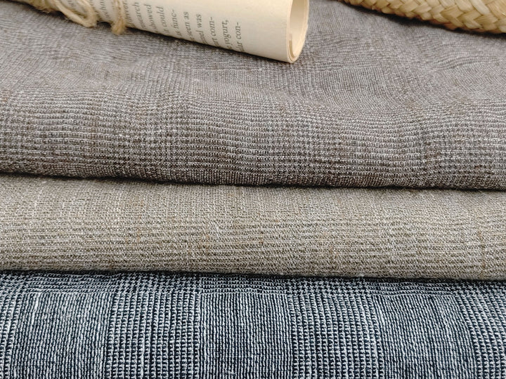 Sophisticated Threads: Linen Polyester Glen Plaid with Twisted Yarn 7121 7122 7611 - The Linen Lab - Beige
