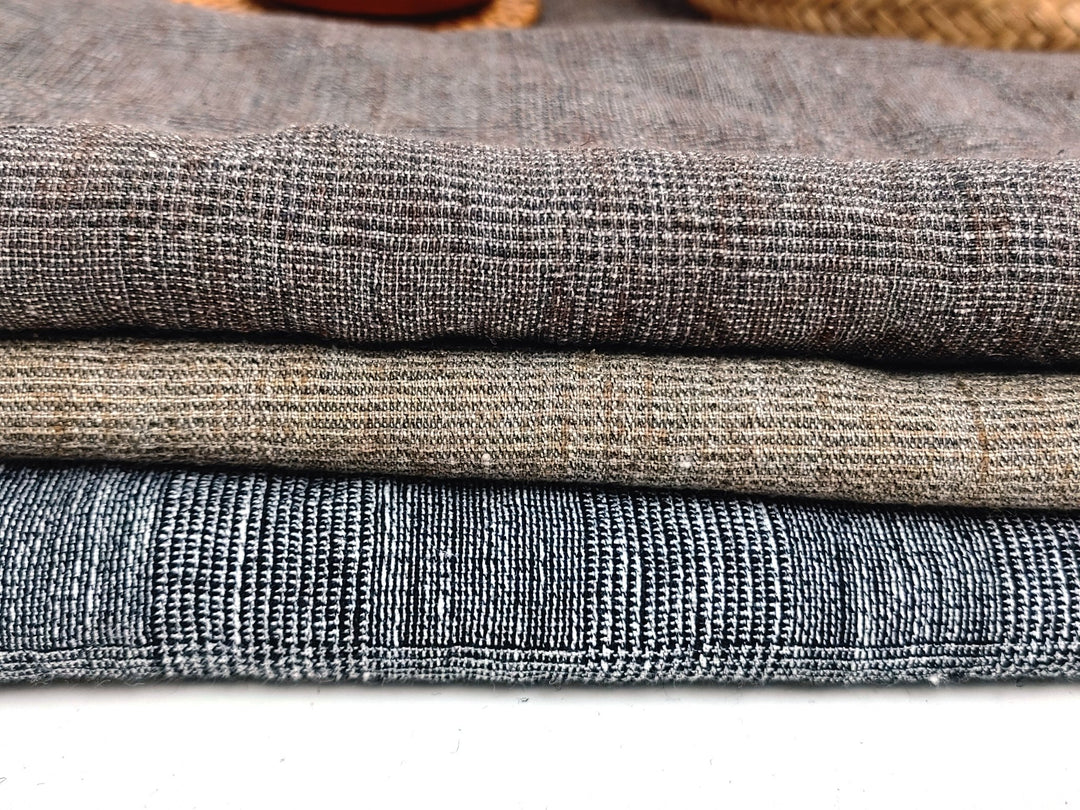 Sophisticated Threads: Linen Polyester Glen Plaid with Twisted Yarn 7121 7122 7611 - The Linen Lab - Beige