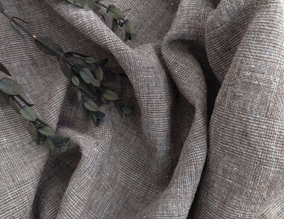 Sophisticated Threads: Linen Polyester Glen Plaid with Twisted Yarn 7121 7122 7611 - The Linen Lab - Beige