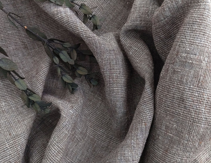 Sophisticated Threads: Linen Polyester Glen Plaid with Twisted Yarn 7121 7122 7611 - The Linen Lab - Beige