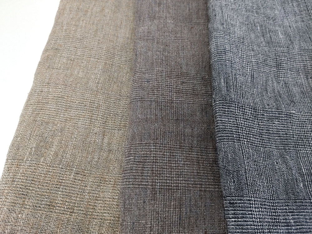 Sophisticated Threads: Linen Polyester Glen Plaid with Twisted Yarn 7121 7122 7611 - The Linen Lab - Beige