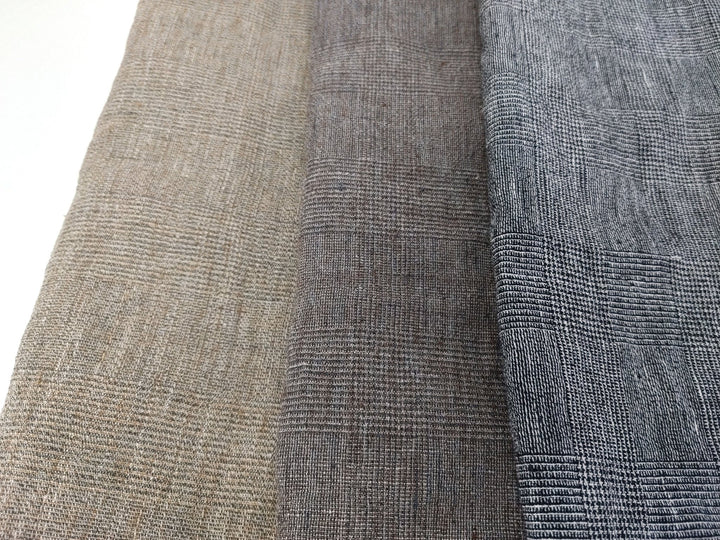 Sophisticated Threads: Linen Polyester Glen Plaid with Twisted Yarn 7121 7122 7611 - The Linen Lab - Beige
