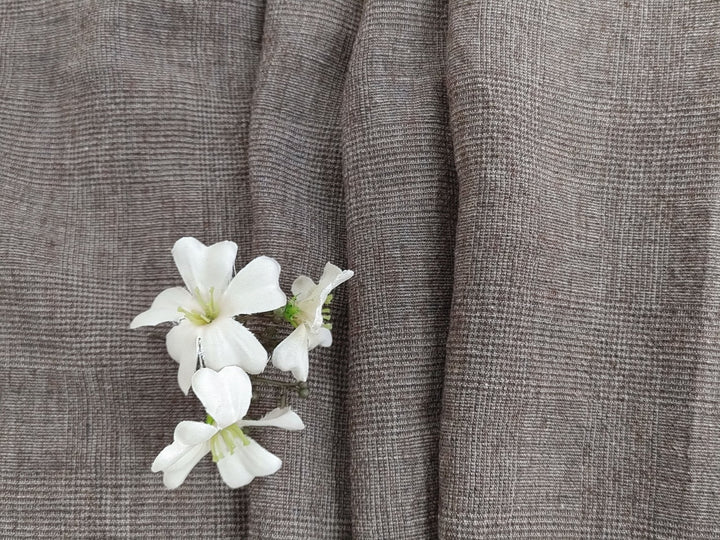 Sophisticated Threads: Linen Polyester Glen Plaid with Twisted Yarn 7121 7122 7611 - The Linen Lab - Beige