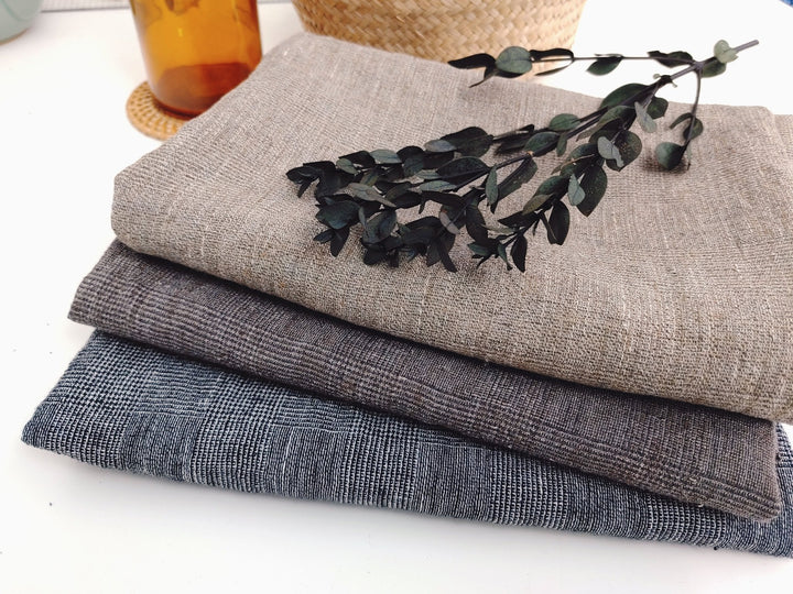Sophisticated Threads: Linen Polyester Glen Plaid with Twisted Yarn 7121 7122 7611 - The Linen Lab - Beige