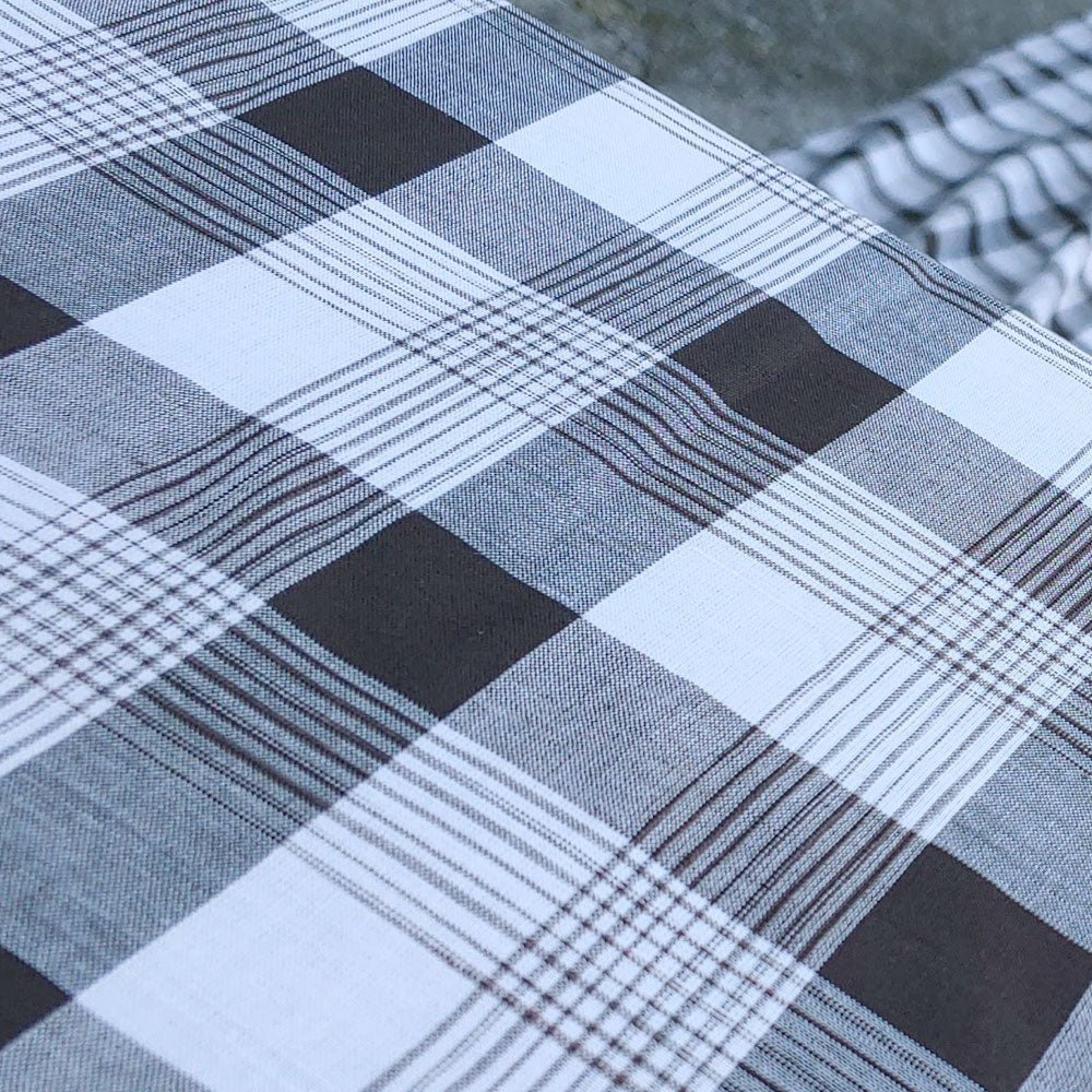 Space Dyed Ramie Cotton Brown Plaid Fabric (1627) - The Linen Lab - Brown