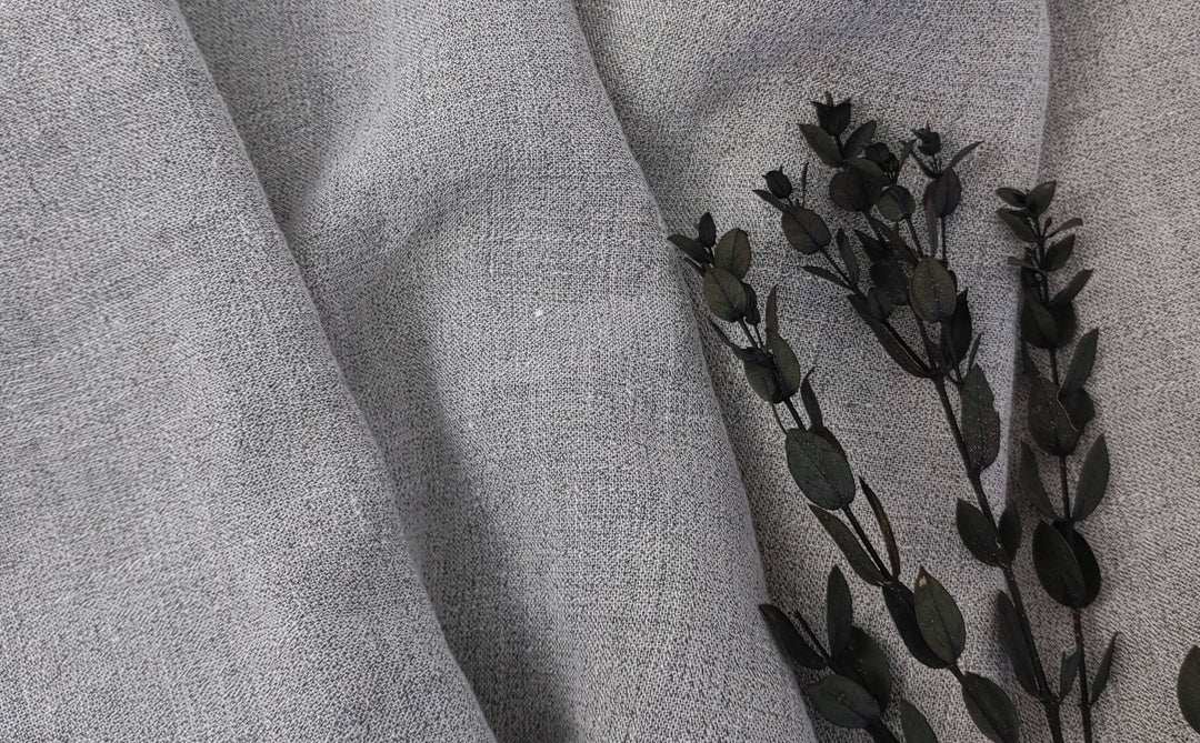 Subtle Sophistication: Linen Polyester Mixed Fabric with Grey Plaid 6002 - The Linen Lab - Grey