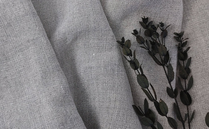 Subtle Sophistication: Linen Polyester Mixed Fabric with Grey Plaid 6002 - The Linen Lab - Grey