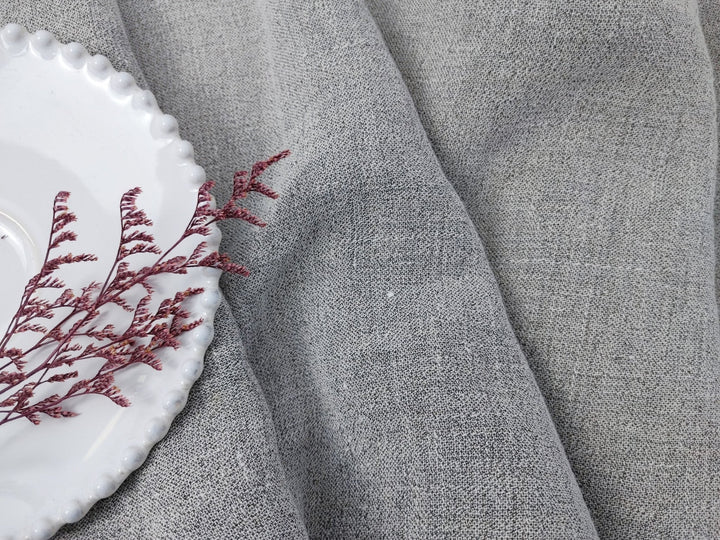 Subtle Sophistication: Linen Polyester Mixed Fabric with Grey Plaid 6002 - The Linen Lab - Grey