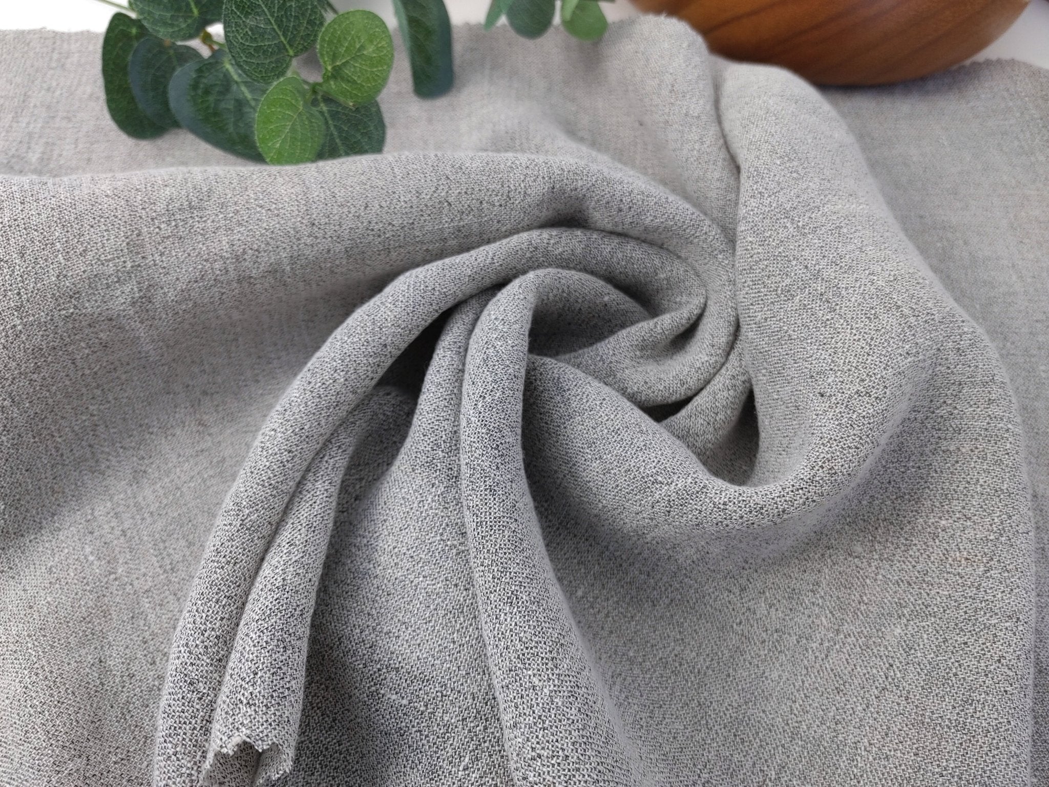 Subtle Sophistication: Linen Polyester Mixed Fabric with Grey Plaid 6002 - The Linen Lab - Grey