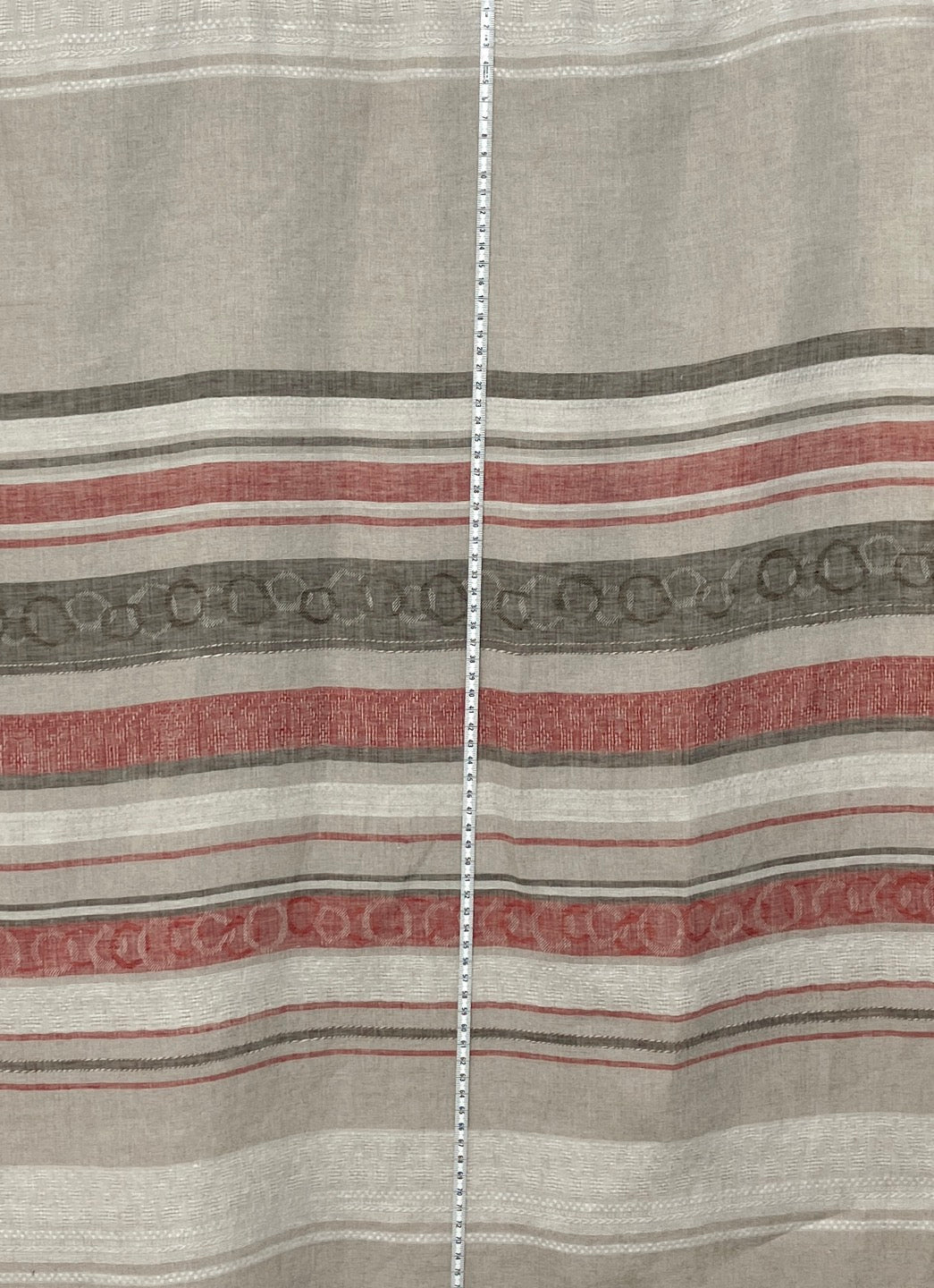 Unique Elegance: 100% Linen Multi Pattern Horizontal Stripe Jacquard Fabric 7136 - The Linen Lab - Red