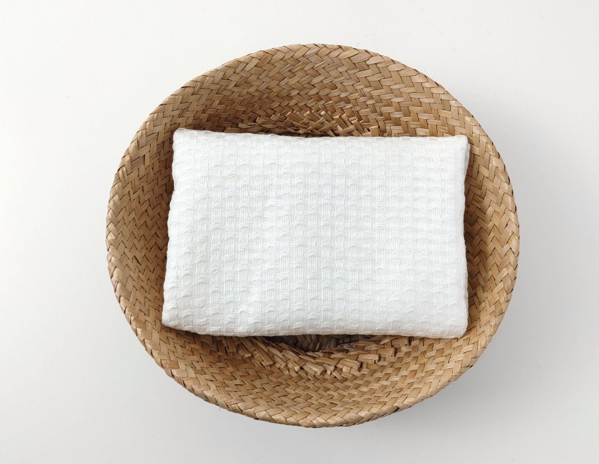 White Linen Cotton Dobby with Uneven Weave and Check Pattern 4899 - The Linen Lab - White