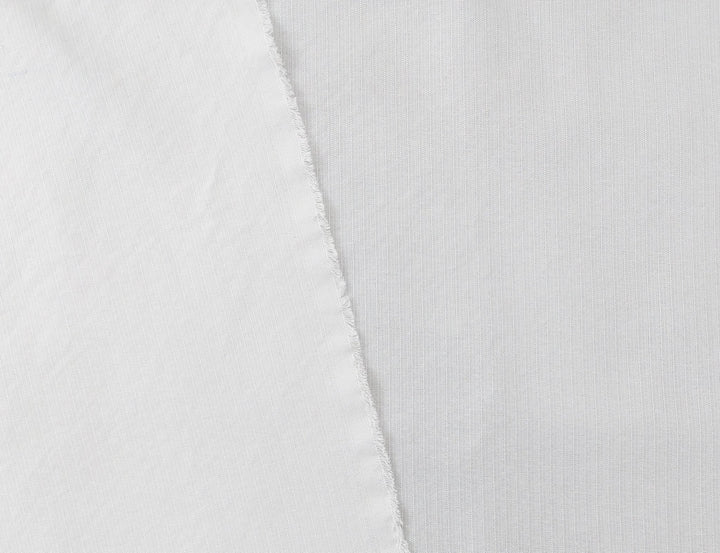 White Linen-Rayon Fabric with Delicate Stripes and Subtle Wrinkle Effect 7648 - The Linen Lab - White