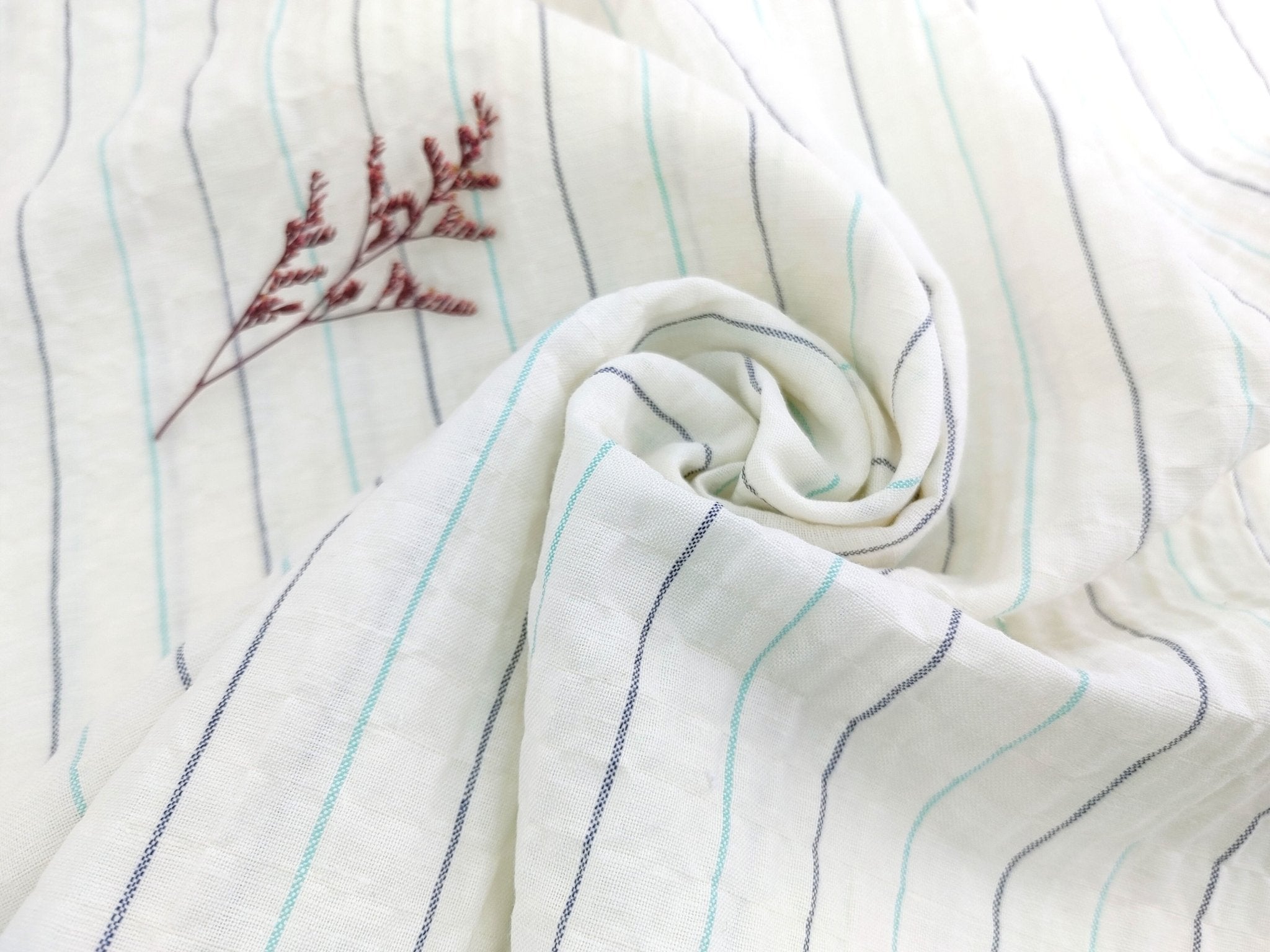 Wrinkled Charm Linen Blend with Striped Elegance Fabric 472 - The Linen Lab - Ivory